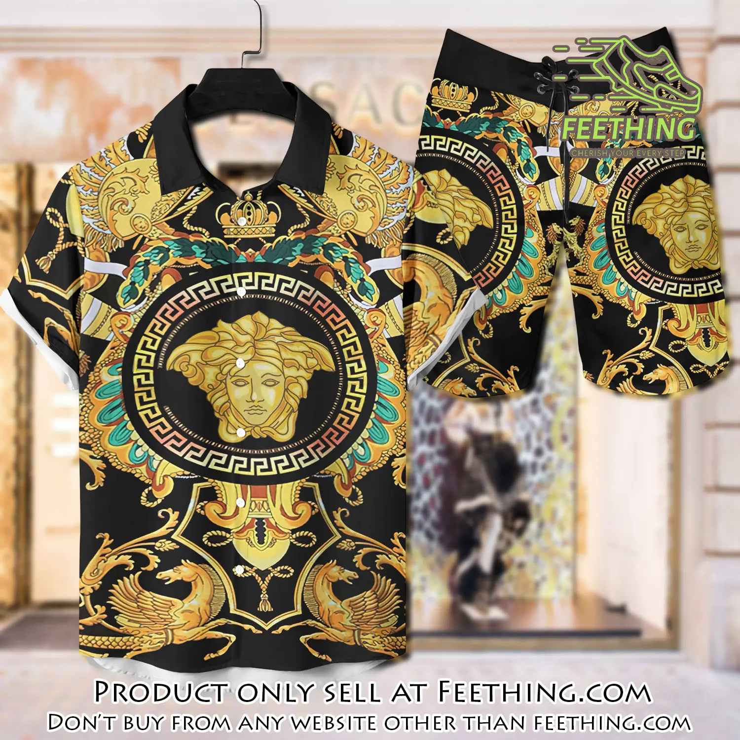 Versace luxury hawaiian shirt & short set lhs1211 ft3731926